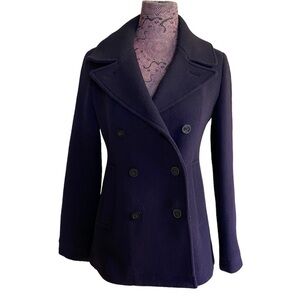 J Crew Sz Stadium Nello Gori Navy Blue Pea Coat Jacket